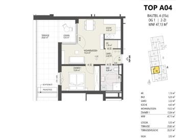 2 Zimmer Wohnung, Top a04, 1.Og, Innsbruck