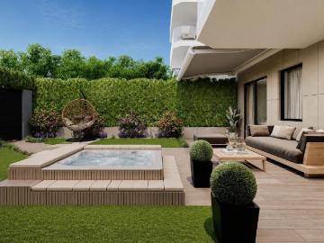 Apartamento de planta baja de 2 dormitorios con jardín y...