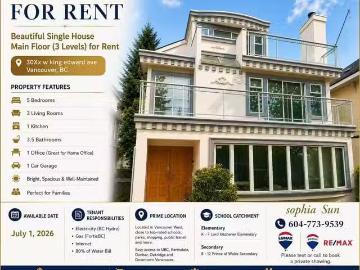 Nice 5 BR House for rent in Vancouver, Vancouver West,...