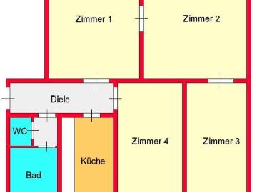 Großzügige 4 Altbauwohnung mit Inennhofbalkon zwischen...