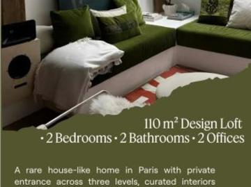 Loft meublé 110m² Paris 20e