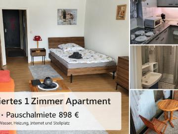 Möbliertes 1 Zimmer Wohnung mit Balkon, Stellplatz und...