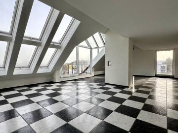 Großzügige Maisonette mit Rheinblick, Kamin und Terrasse